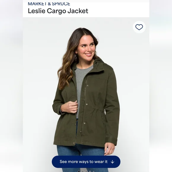 Market & Spruce Green Utility Jacket with Hood and Drawstring Waist - Picture 5 of 6